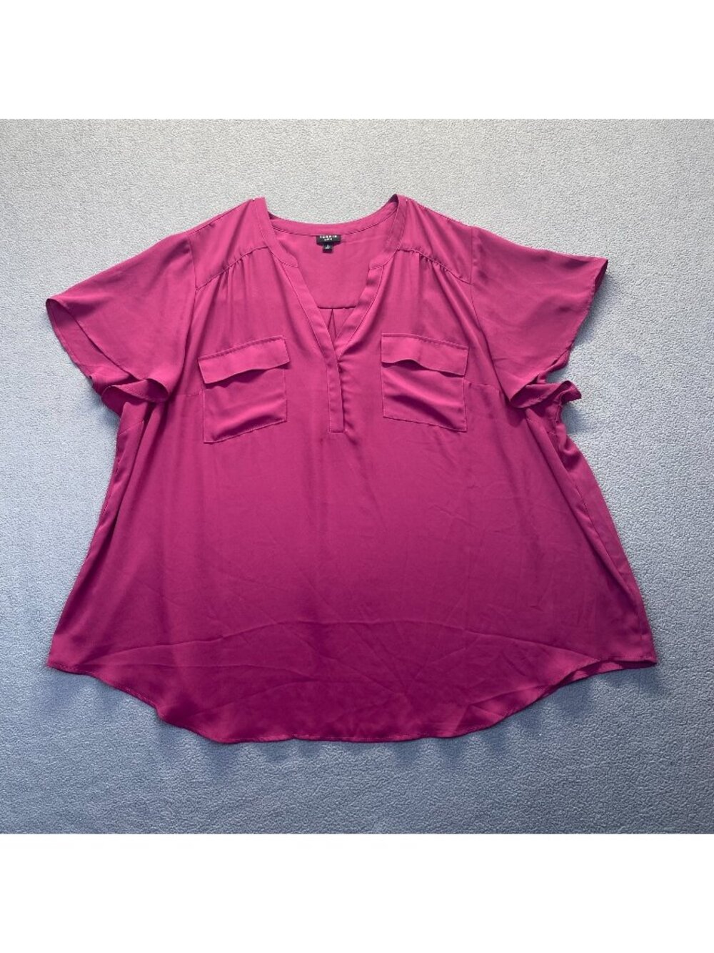 Torrid Harper Berry Pink Short Flutter Sleeve Top Georgette Pullover Size 4